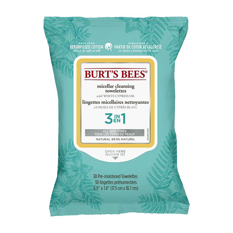 Burt's Bees 3-in-1 Micellar Cleansing Towelettes - White Cyprus Oil - 30s