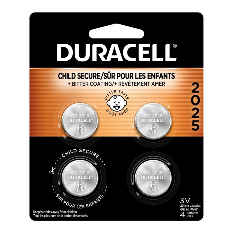 Duracell Lithium Battery - Bitter Coating - CR2025 - 4 Pack