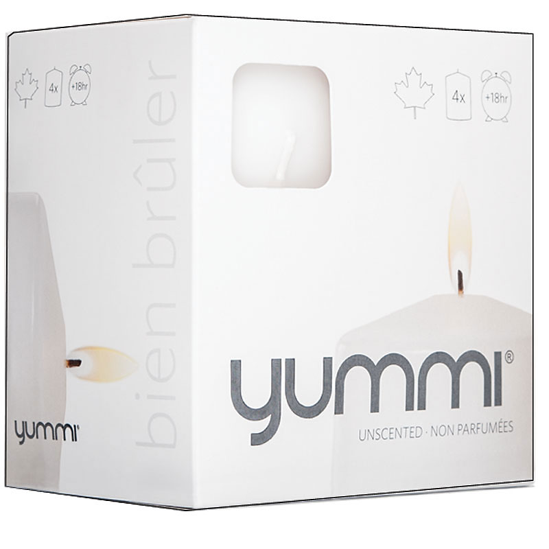 Yummi Mini Pillar Candle - Unscented - 4 pack
