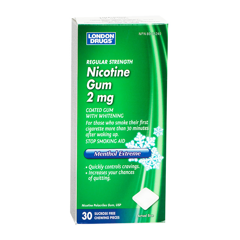 London Drugs Regular Strength Nicotine Gum 2mg - Menthol Extreme - 30s