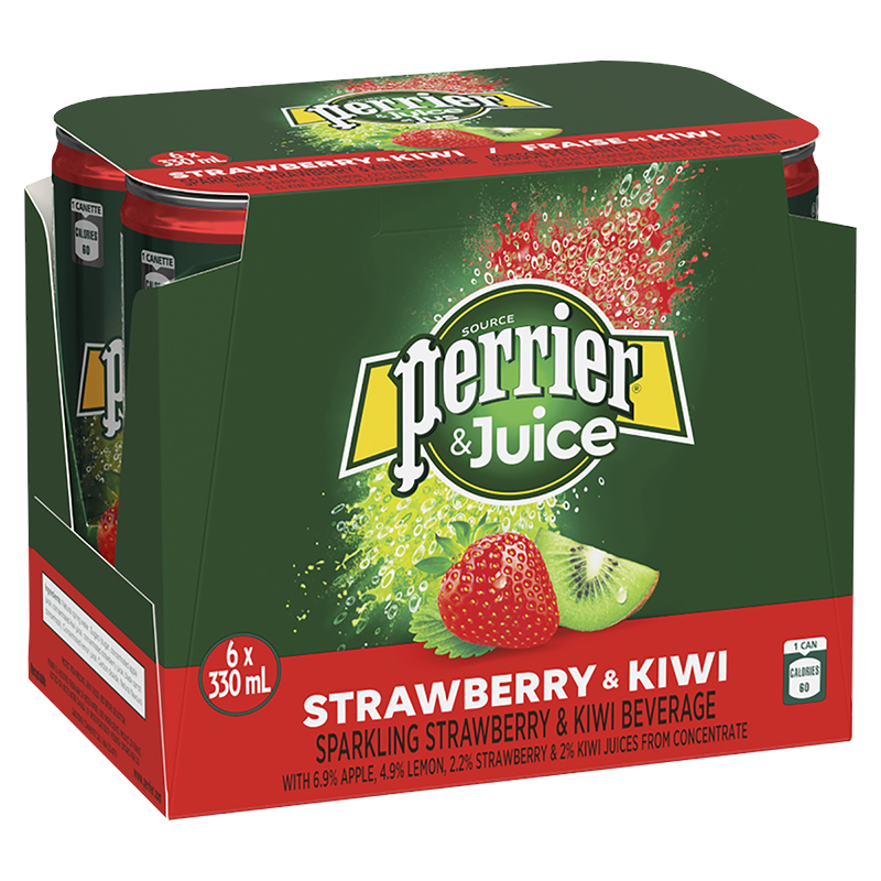 Perrier & Juice Sparkling Beverage - Strawberry & Kiwi - 6x330ml