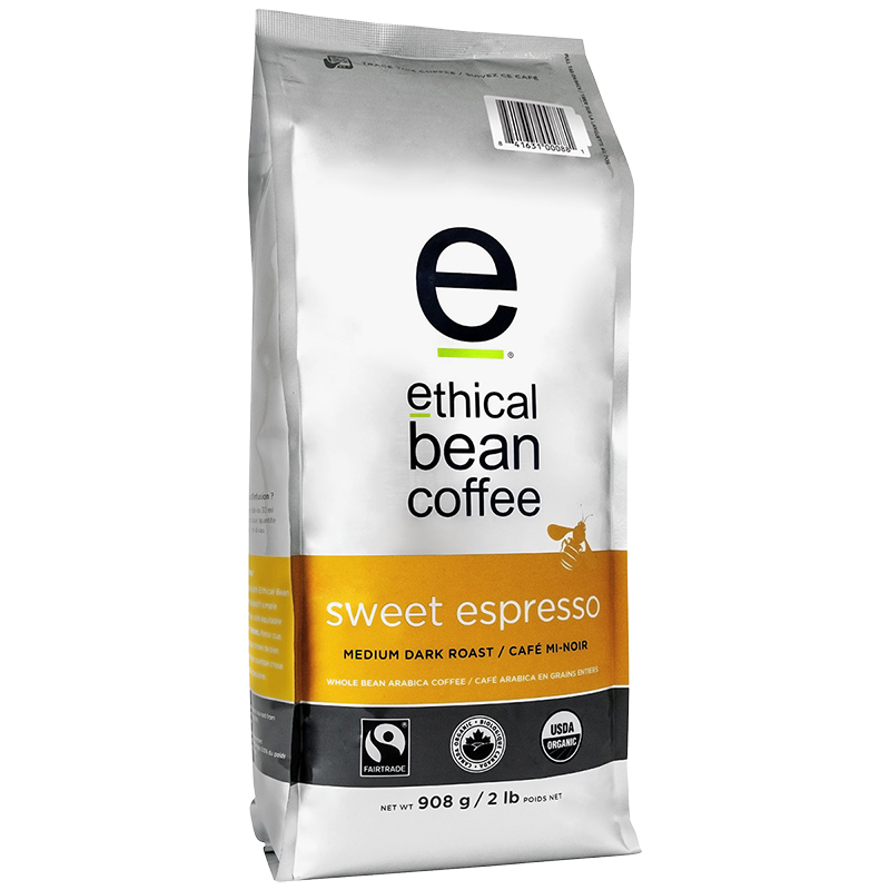 Ethical Bean Coffee - Sweet Espresso Medium Dark Roast - Whole Bean - 908g