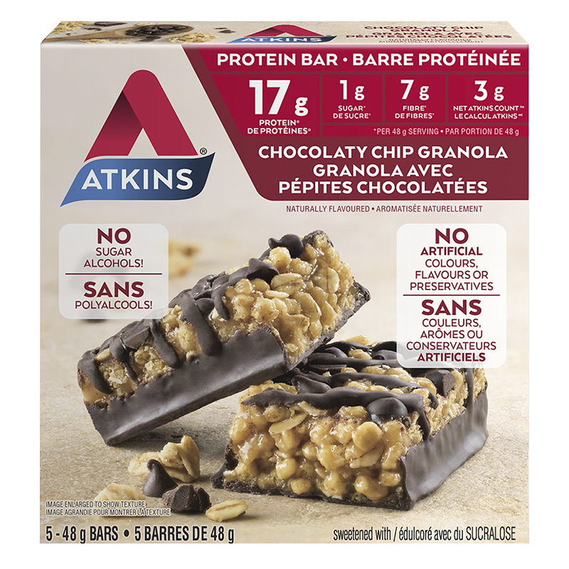 Atkins Protein Bar - Chocolaty Chip Granola - 5 x 48g