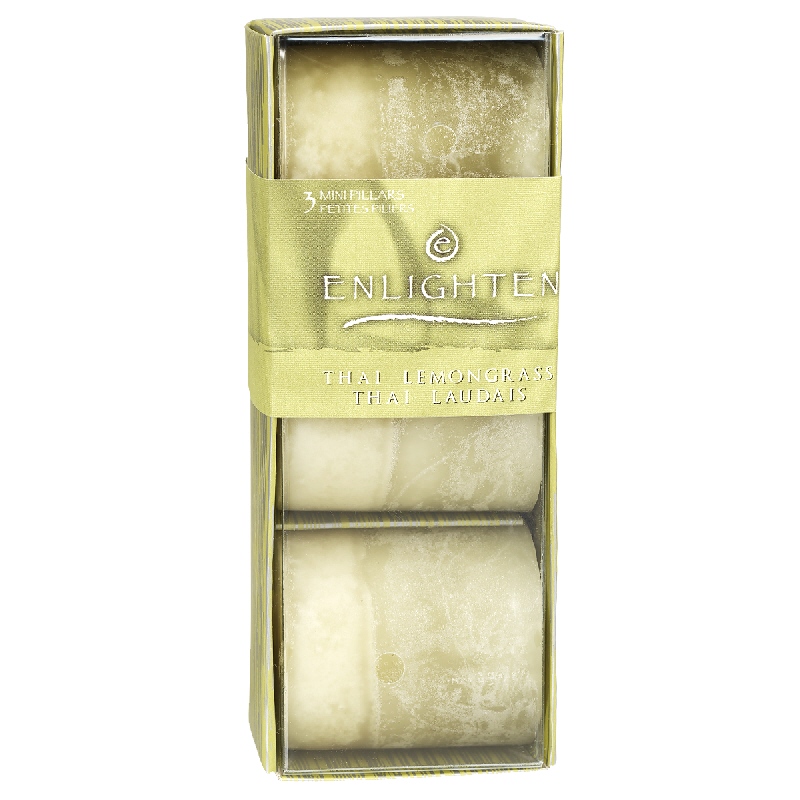 Enlighten Mini Pillar Candles - Thai Lemon Grass - 3 pack