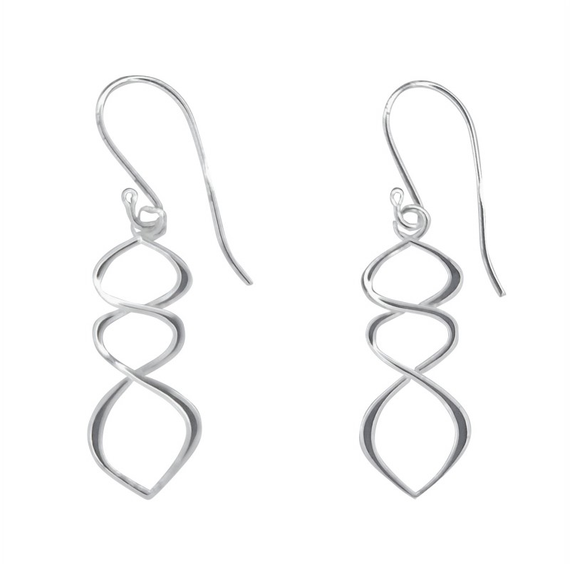 Silver Worx Polished DNA Drop Earrings - Sterling Silver