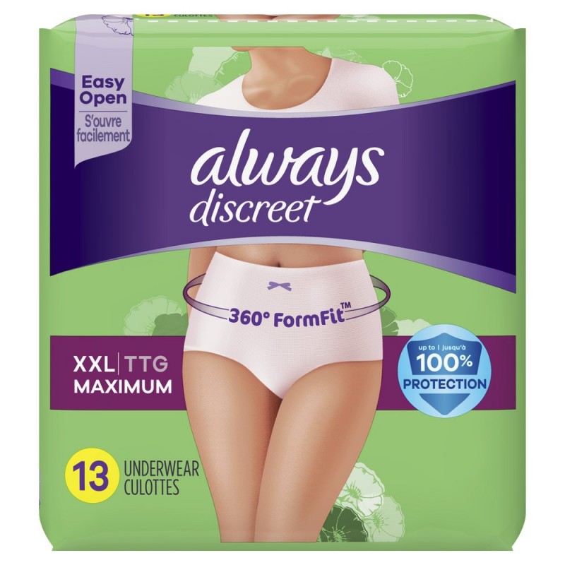 Always Discreet Up To 100% Maximum Protection Underwear - Double Extra  Large - 13s