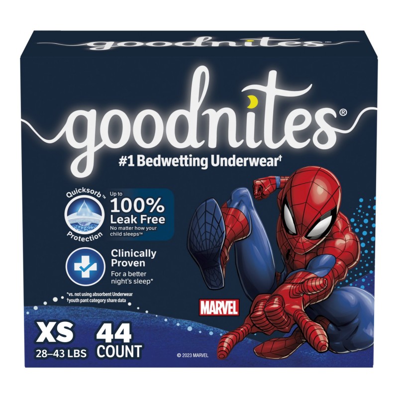 Goodnites Boys Nighttime Bedwetting Underwear - XS/28-43 lb - 44 Count