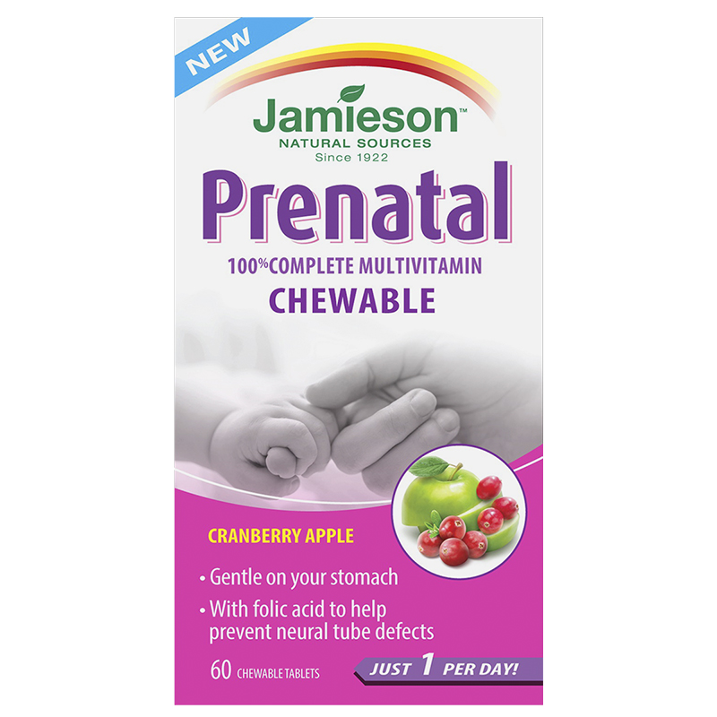 Jamieson Prenatal 100% Complete Chewable Mutlivitamin - Cranberry Apple - 60s