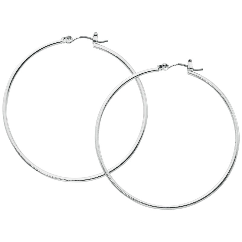 Primavera Large Fine Round Hoop Earrings - Silver