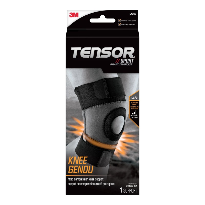 Tensor Sport Compression Knee Support - Large - Black/Grey