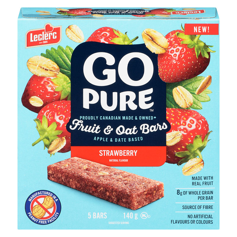 Leclerc Go Pure Fruit & Oat Bars - Strawberry - 140g