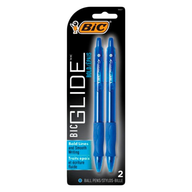 BIC Glide Bold Point Pen - Blue - 2 pack