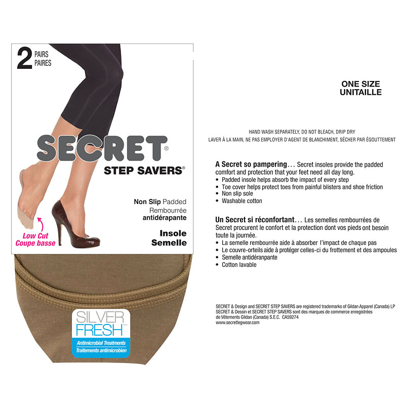 Secret Non-Slip Padded Insole - Nude - 2 pair