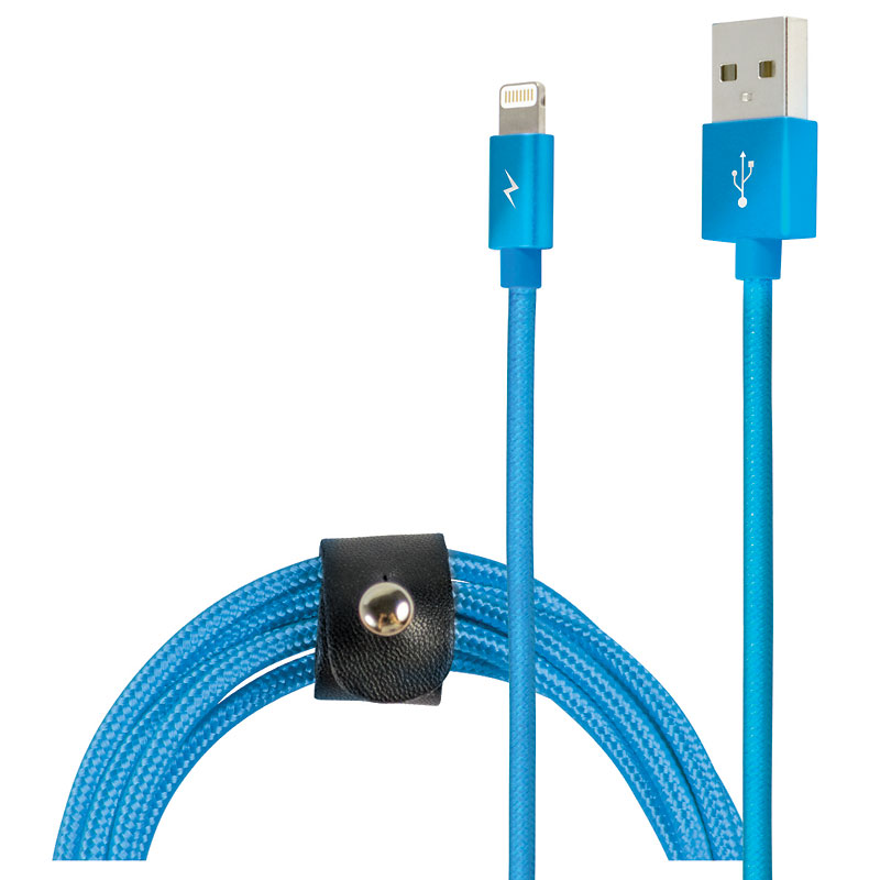 Logiix Piston Connect 360 Woven Lightning Cable - Turquoise - LGX12284 - Open Box or Display Models Only