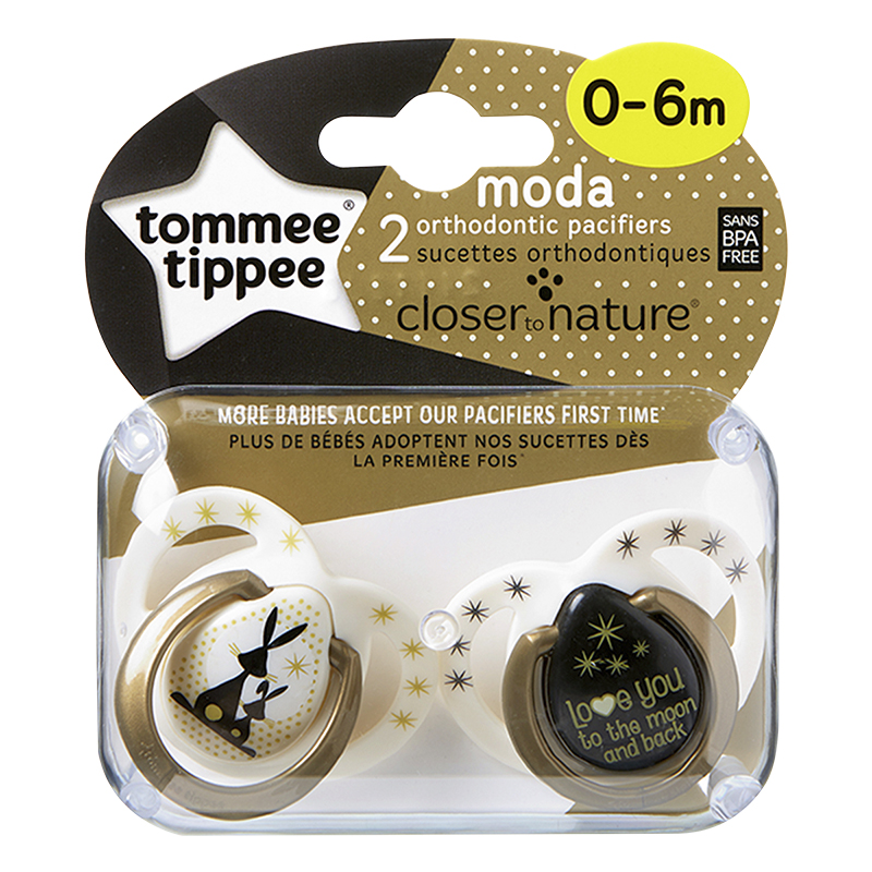 Tommee Tippee Closer to Nature Moda Pacifier - 0-6 Months - 2 pack - Assorted