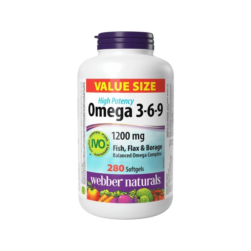 Webber Naturals High Potency Omega-3-6-9 Softgels - 1200mg - 280's