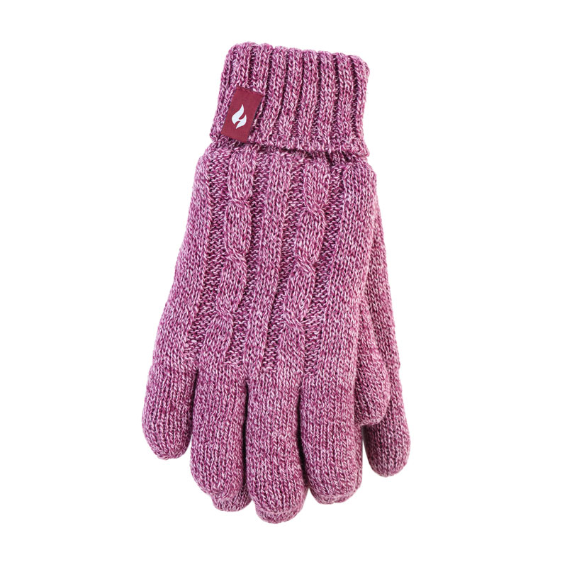 Heat Holders Women's Cable Gloves - Rose - L/XL