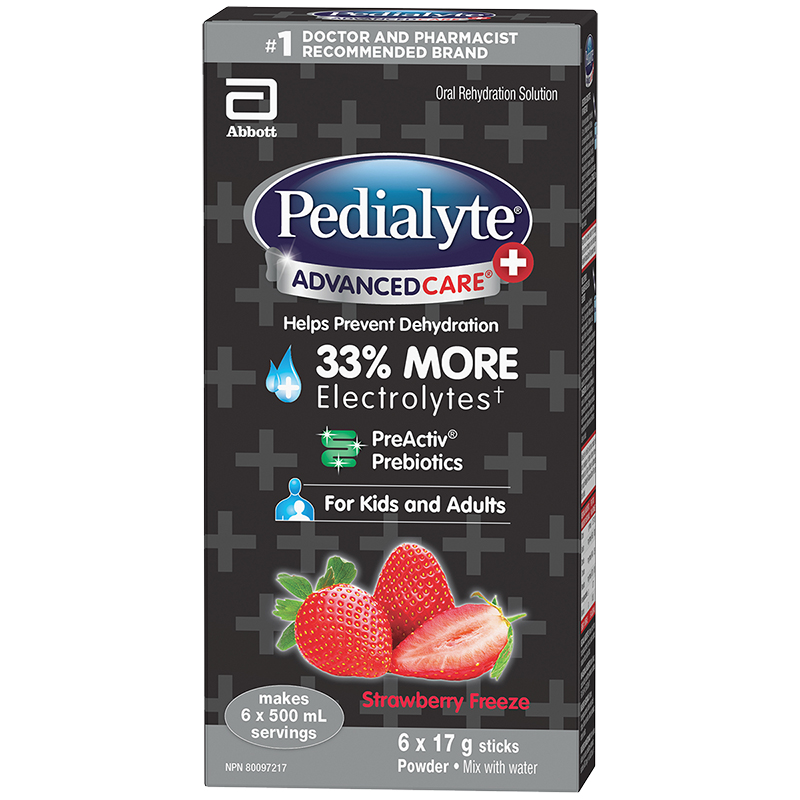 Pedialyte AdvancedCare Oral Hydration Solution Powder- Strawberry Freeze - 6 x 17g