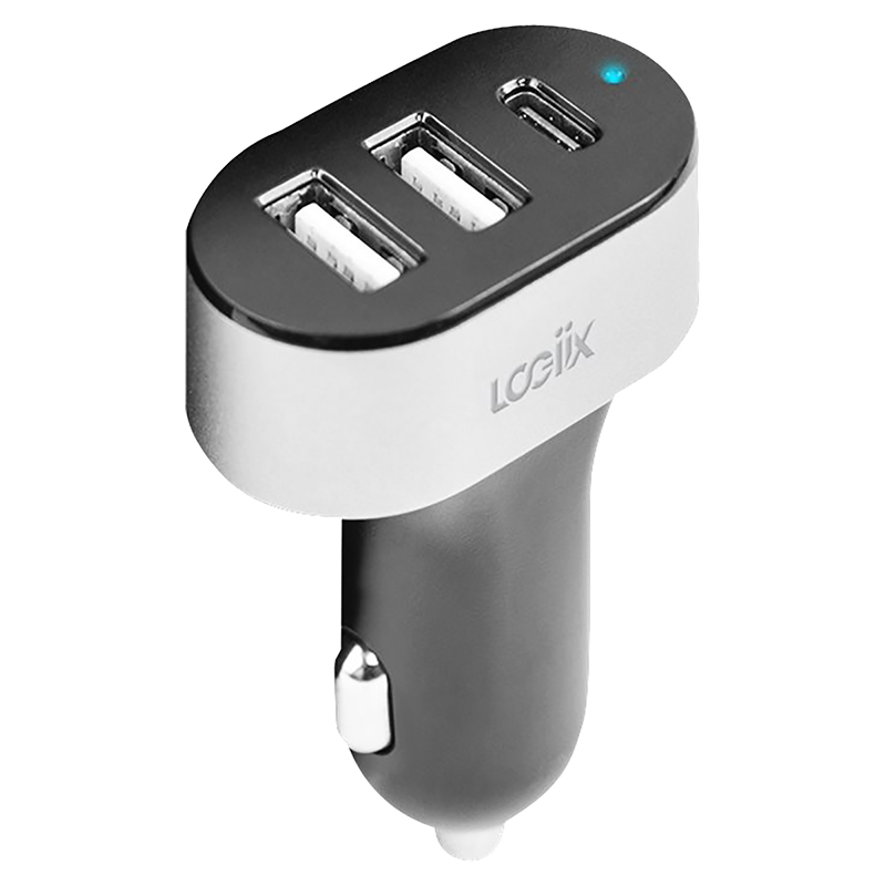 LOGiiX Power Lite XL - Car Power Adapter - 2 x USB, 1 x USB-C - Graphite Grey - LGX13113