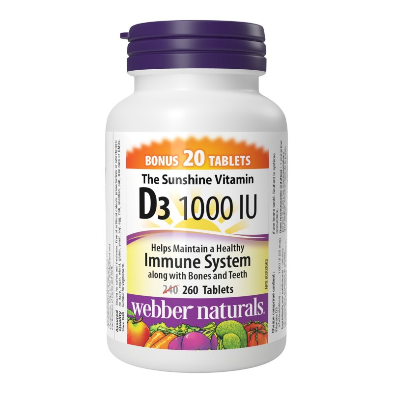 Webber Naturals Vitamin D3 Tablets - 1000 IU - 260's