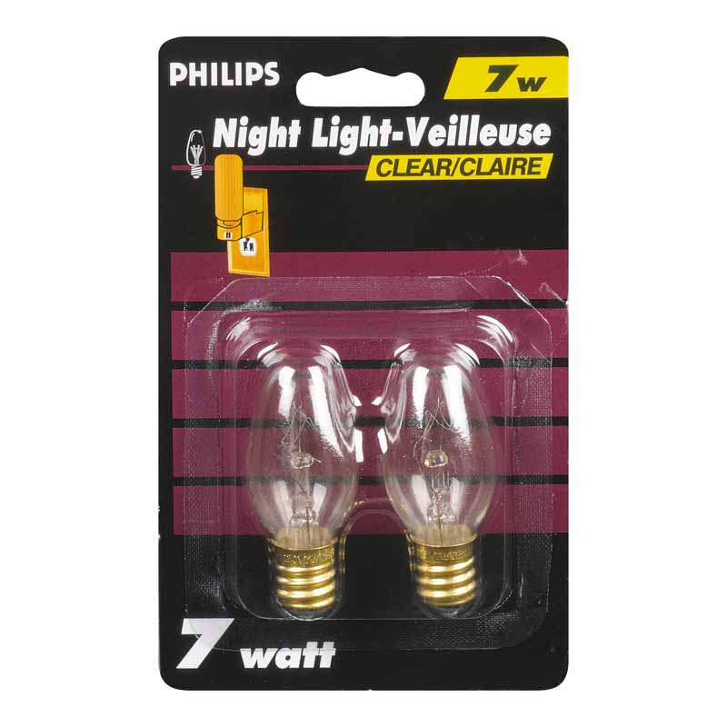 Philips 7W Clear Night Light - 2 pack