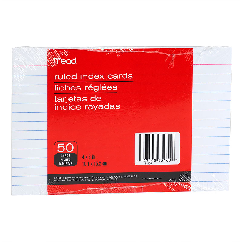 Mead Index Cards - Ruled - 4 x 6 - 50 pack