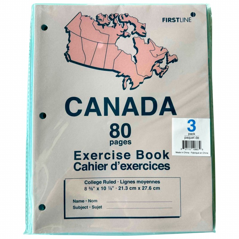 Firstline Canada Exercise Book - 3 pack/80 pages