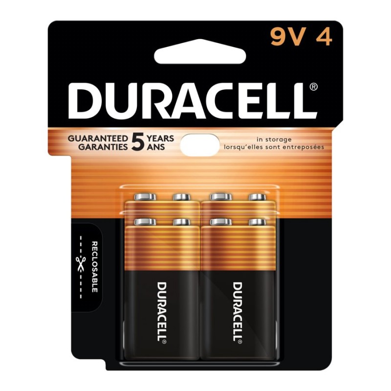 Duracell Coppertop 9V Alkaline Batteries - 4 pack