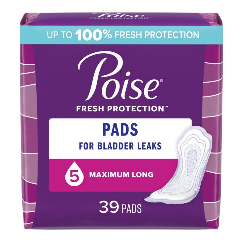 Poise Incontinence Pads - Maximum Absorbency - Long - 39 Count