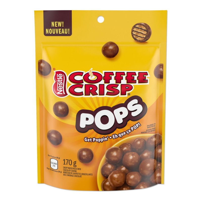 NESTLE Coffee Crisp POPS - Crispy Wafer Pieces with Chocolaty Coating - 170g