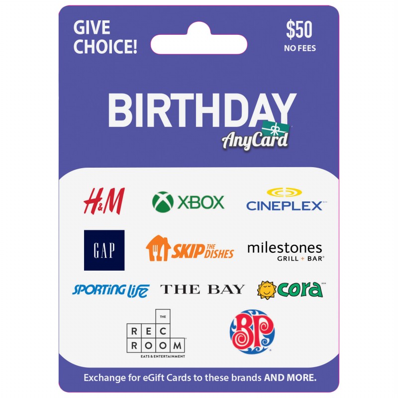 Any Card Birthday Gift Card - $50