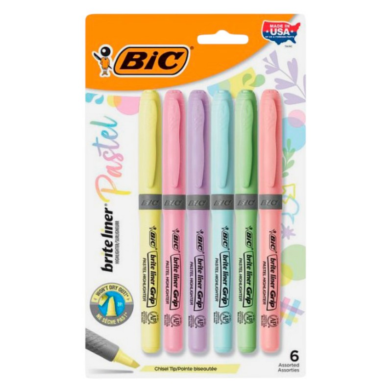 BIC Intensity Pastel Highlighter - Assorted - 6 pack