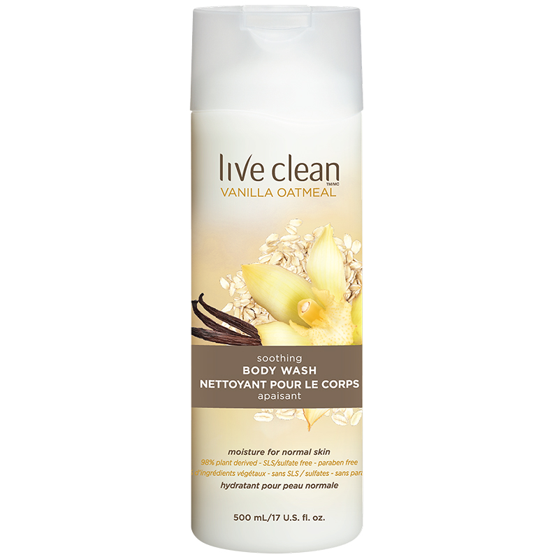 Live Clean Soothing Body Wash - Vanilla Oatmeal - 500ml