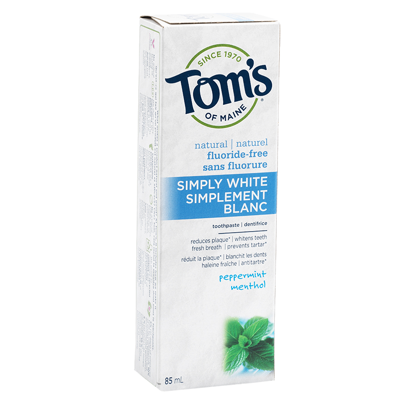 Tom's of Maine Natural Antiplaque plus Whitening Toothpaste - Fluoride-Free - Peppermint - 85ml 