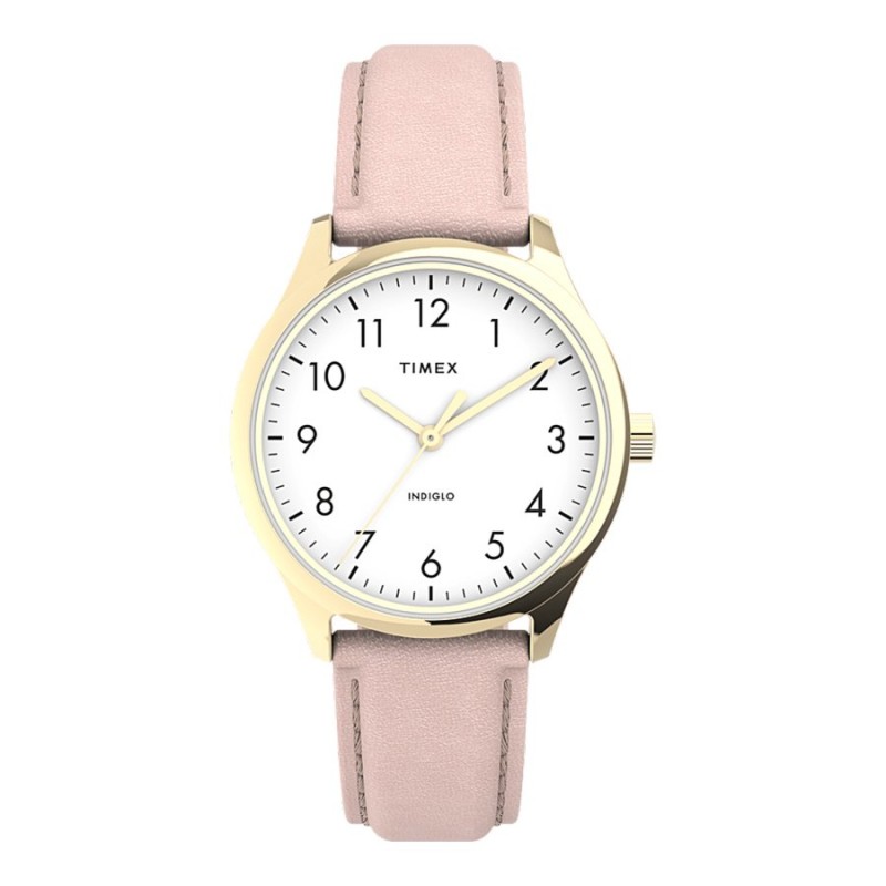Timex Easy Reader 32mm Leather Strap Watch - Pink/Rose Gold-Tone/White - TW2V252009J
