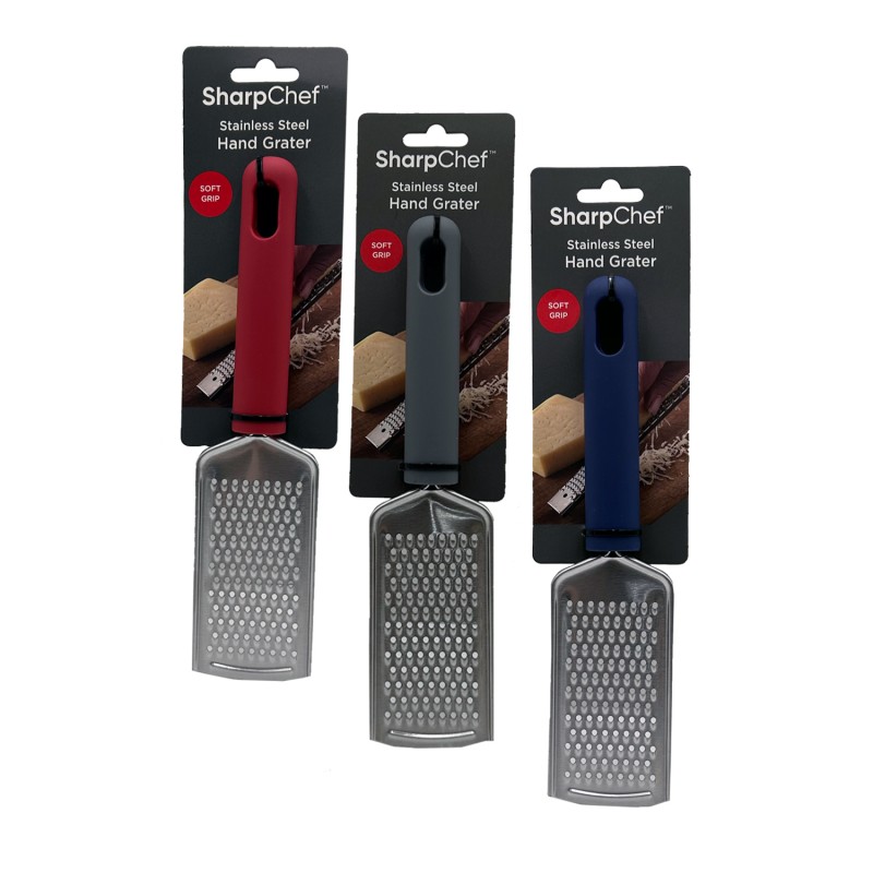 SharpChef Soft Grip Hand Grater - Stainless Steel - Assorted