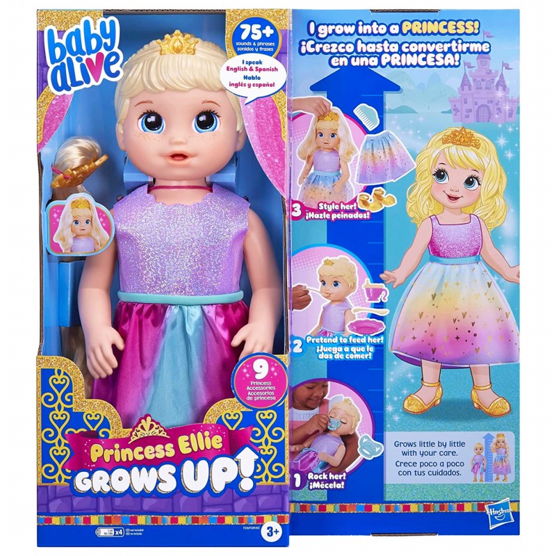 Baby Alive Princess Ellie Grows Up! Interactive Baby Doll with Accessories