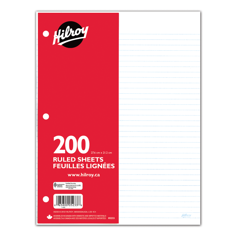 Hilroy Looseleaf Ruled Refill Paper - 200 sheets