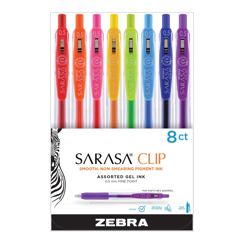 Zebra Sarasa Clip Rollerball Pen Set - 8 piece