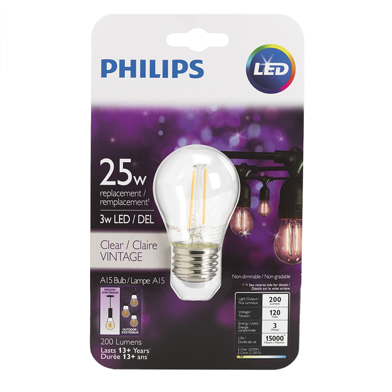 Philips LED A15 Filament Bulb - Clear - 2w