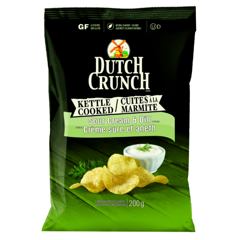 Dutch Crunch Kettle Cooked Potato Chips - Sour Cream & Dill - 200g