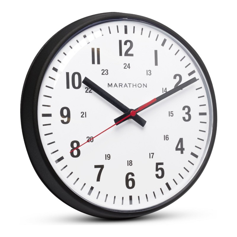 Marathon Analog Wall Clock - 25.5cm - Black