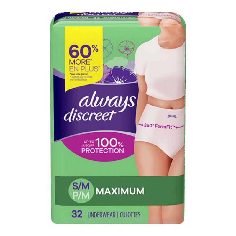 Always Discreet Maximum Protection Incontinence Underwear - Small/Medium - 32's