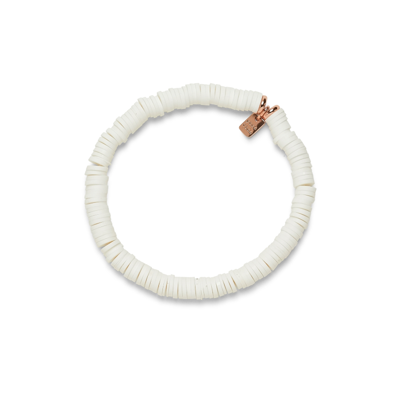 Pura Vida Pastel Disc Stretch Bracelet - White