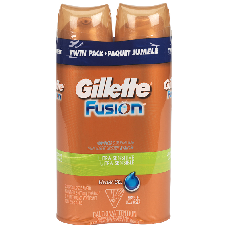 Gillette Fusion Gel Ultra Sensitive Shaving Cream - 2x198g