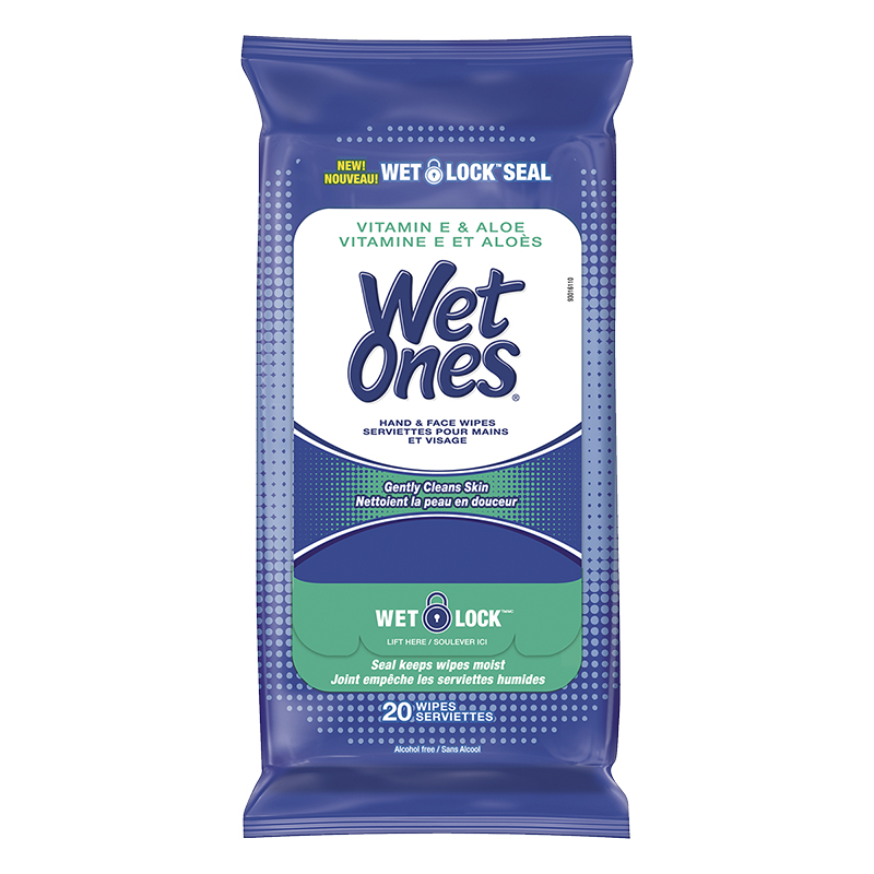 Wet Ones Hand and Face Wipes - Vitamin E  and Aloe - 20s