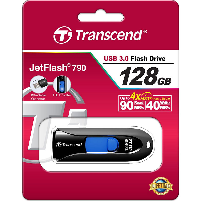 Transcend White USB 128GB 128G JetFlash 790 JF790 USB3.0 Flash Pen Drive New 