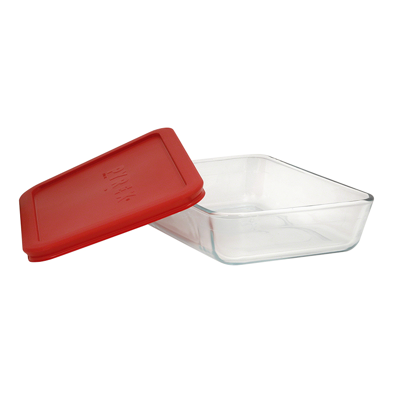 Pyrex Rectangle Glass Container with Red Lid - 3cup