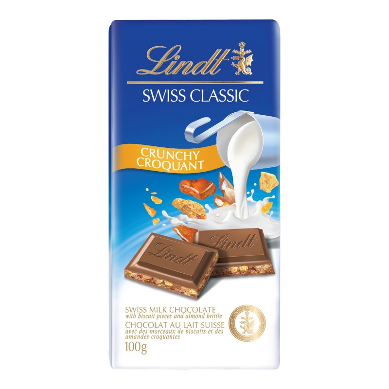 Lindt Swiss Classic Milk Chocolate Bar - Crunchy - 100g