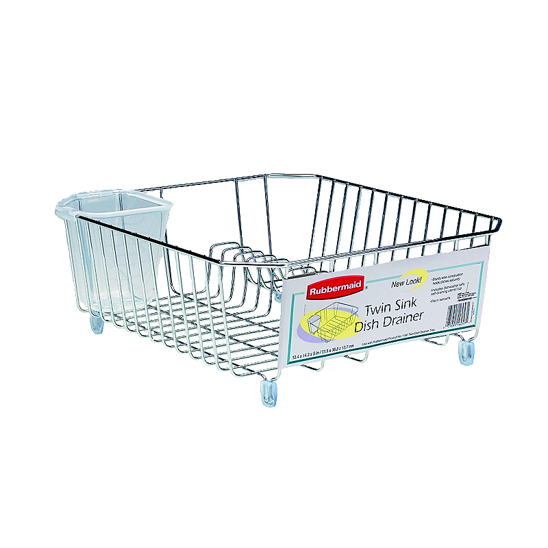 Rubbermaid Twin Sink Basic Wire Dish Drainer - Small - Chrome 